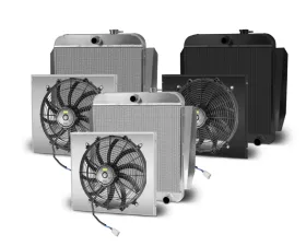 AFCO Aluminum Black Radiator & Shroud Truck Single Black Shroud Chevrolet Truck 1955-1959