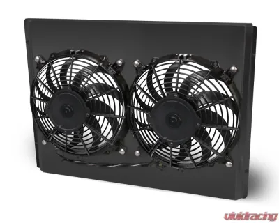 AFCO Aluminum Fan Shroud Dual Black Shroud w/ Trans Cooler Chevrolet Truck 1955-1959 - 80137-F-DB-Y