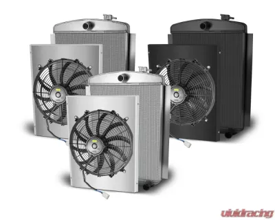 AFCO Aluminum Black Radiator & Shroud Single Black Shroud Chevrolet Truck 1947-1955 - 80138-B-SB-N