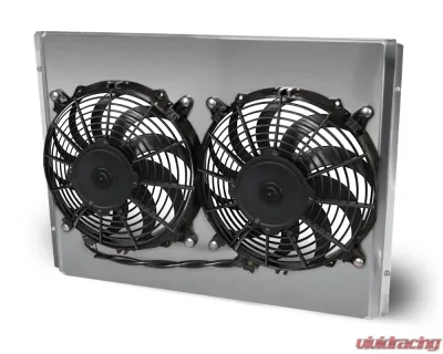 AFCO Aluminum Fan Shroud Dual Satin Shroud w/ Trans Cooler Chevrolet 1949-1954 - 80139-F-DS-Y