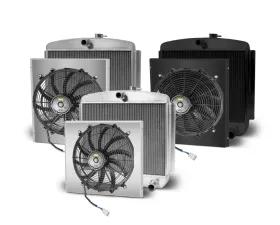 AFCO Aluminum Satin Radiator & Shroud Dual Black Shroud Chevrolet 1949-1954