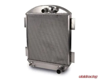 AFCO 18 Wide x 24 Tall Aluminum Black Radiator & Shroud Universal Street Rod Single Black Shroud Chevrolet - 80140-B-SB-N