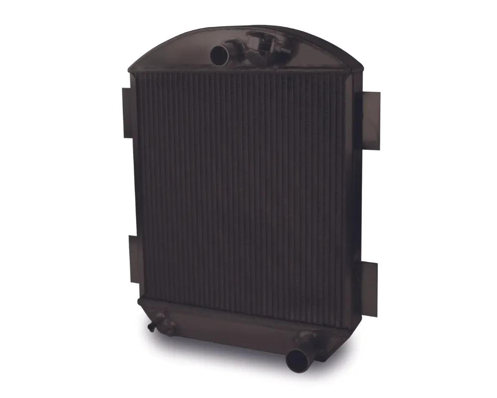 AFCO 18 Wide x 24 Tall Aluminum Black Radiator & Shroud Universal Street Rod Single Polished Shroud Chevrolet - 80140-B-SP-N