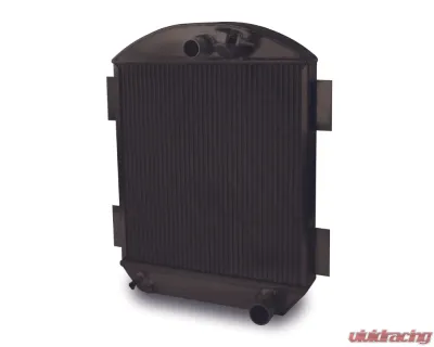 AFCO 18 Wide x 24 Tall Aluminum Black Radiator & Shroud Universal Street Rod Single Polished Shroud Chevrolet - 80140-B-SP-N