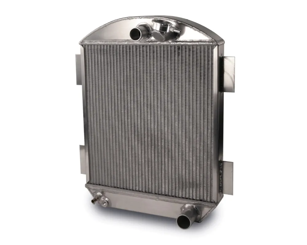 AFCO 18 Wide x 24 Tall Aluminum Satin Radiator & Shroud Universal Street Rod Single Black Shroud Chevrolet - 80140-S-SB-N