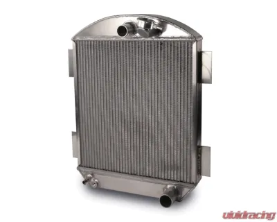 AFCO 18 Wide x 24 Tall Aluminum Satin Radiator & Shroud Universal Street Rod Single Black Shroud Chevrolet - 80140-S-SB-N