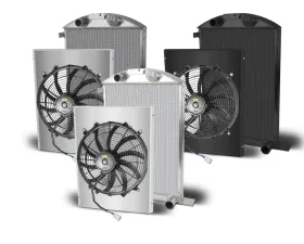 AFCO Aluminum Satin Radiator & Shroud 1937 Ford Car Single Polished Shroud Chevrolet | Ford 1937