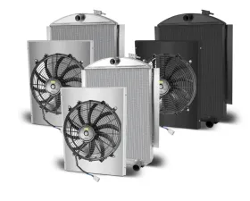 AFCO Aluminum Black Radiator & Shroud Single Black Shroud Chevrolet 1937 & 1939