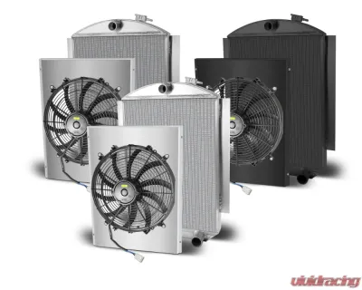 AFCO Aluminum Black Radiator & Shroud Single Black Shroud Chevrolet 1937 & 1939 - 80144-B-SB-N