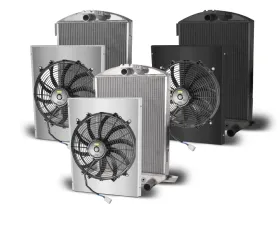 AFCO Aluminum Black Radiator & Shroud Single Black Shroud Ford w/GM V8 1932