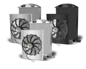 AFCO Aluminum Black Radiator & Shroud Single Black Shroud Ford 1933 & 1934