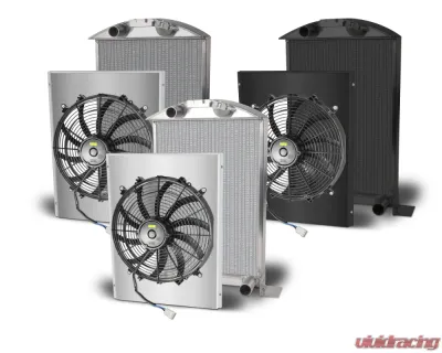 AFCO Aluminum Black Radiator & Shroud Single Black Shroud Ford 1933 & 1934 - 80146-B-SB-N