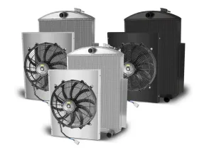 AFCO Aluminum Black Radiator & Shroud Single Polished Shroud Chevrolet Trucks 1938-1946