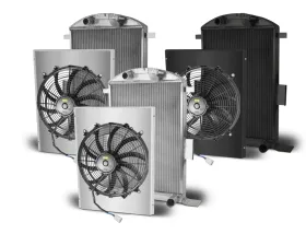 AFCO Aluminum Black Radiator & Shroud Single Polished Shroud Ford 1935