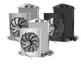 AFCO Aluminum Black Radiator & Shroud Single Black Shroud Ford 1936