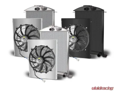 AFCO Aluminum Black Radiator & Shroud Single Black Shroud Ford 1936 - 80149-B-SB-N