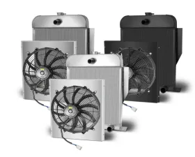 AFCO Aluminum Black Radiator & Shroud Single Black Shroud Engine Ford 1949-1953