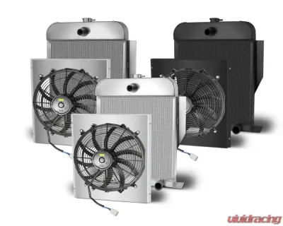 AFCO Aluminum Black Radiator & Shroud Single Black Shroud Engine Ford 1949-1953 - 80164-B-SB-N