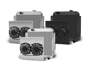 AFCO Aluminum Black Radiator & Shroud Dual Black Shroud Chevrolet 1957