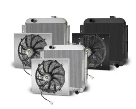 AFCO Aluminum Black Radiator & Shroud Single Black Shroud Chevrolet 1957