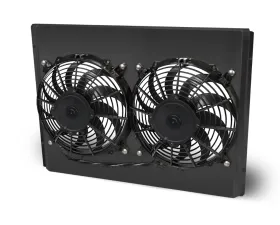 AFCO Aluminum Satin Radiator & Shroud Dual Black Shroud Chevrolet 1957