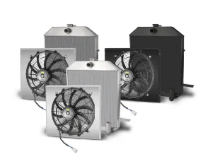 AFCO Aluminum Black Radiator & Shroud Single Black Shroud Chevrolet Engine Ford 1940