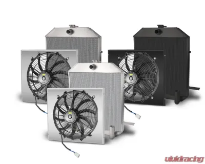 AFCO Aluminum Black Radiator & Shroud Single Black Shroud Chevrolet Engine Ford 1940 - 80172-B-SB-N