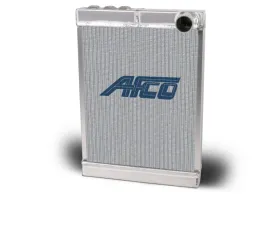 AFCO Aluminum Satin Midget Radiator Front Mount Downflow Double Pass 3, 3/8 NPT Inlets 1-1/2 Outlet