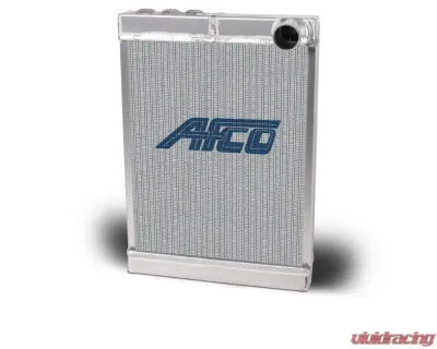 AFCO Aluminum Satin Midget Radiator Front Mount Downflow Double Pass 3, 3/8 NPT Inlets 1-1/2 Outlet - 80208
