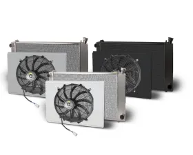 AFCO Aluminum Black Radiator & Shroud Single Black Shroud Single Pass Chevrolet Truck & Blazer 1967-1972