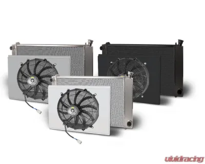 AFCO Aluminum Black Radiator & Shroud Single Black Shroud Single Pass Chevrolet Truck & Blazer 1967-1972 - 80243-B-SB-N