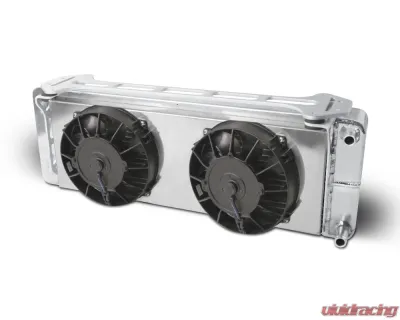 AFCO 26-3/8" x 5-3/8" x 8-7/8" Aluminum Heat Exchanger w/ Dual Fans Double Pass Ford Lightning | F150 1999-2004 - 80249N-FS