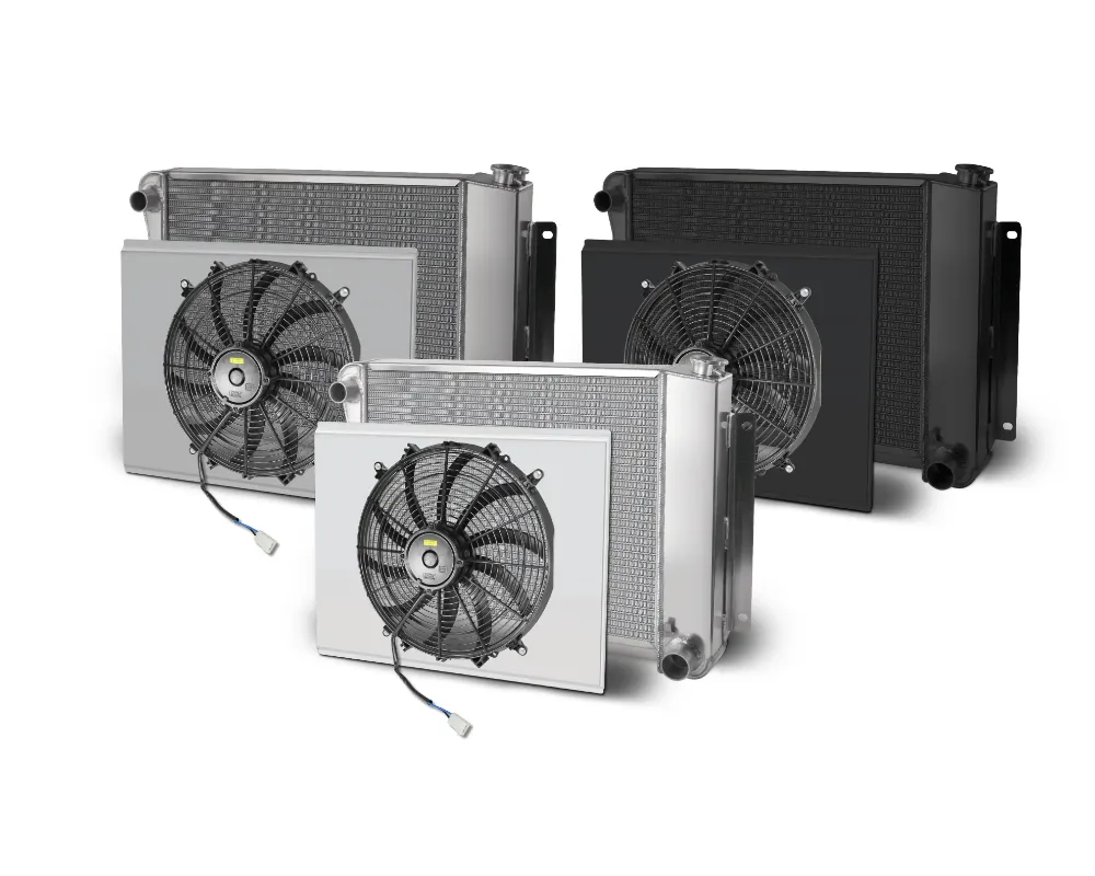 AFCO 26" Wide Aluminum Satin Radiator & Shroud Single Black Shroud Small Block Chevrolet Camaro w/ SBC 1967-1969 - 80250-S-SB-N