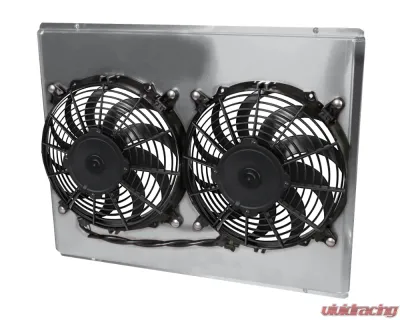 AFCO 28" Wide Aluminum Shroud Only Dual Satin Shroud Small Block/Big Block Chevrolet Camaro 1967-1969 - 80251-F-DS-N