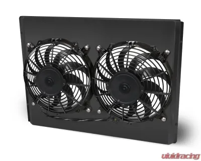 AFCO Aluminum Shroud Only Dual Black Shroud Downflow Chevrolet Chevelle 1966-1967 - 80252-F-DB-N