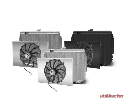 AFCO Aluminum Black Radiator & Shroud Single Black Shroud Downflow Chevrolet Chevelle w/ BBC & SBC 1966-1967 - 80252-B-SB-N