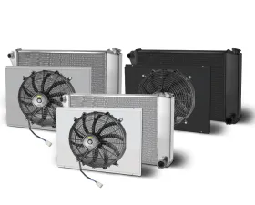 AFCO Aluminum Black Radiator & Shroud Single Black Shroud Crossflow Chevrolet Chevelle 1968-1977