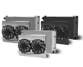 AFCO Aluminum Black Radiator & Shroud Dual Black Shroud Chevrolet Camaro 1970-1981