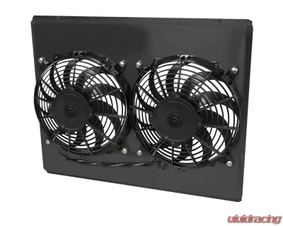 AFCO Aluminum Shroud Only Dual Black Shroud Chevrolet Camaro w/ BBC & SBC 1982-1992 - 80257-F-DB-N