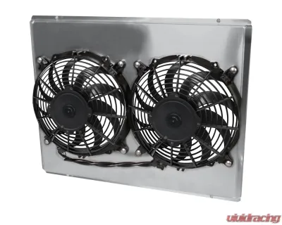 AFCO Aluminum Shroud Only Dual Satin Shroud w/ Trans Cooler Chevrolet Camaro w/ BBC & SBC 1982-1992 - 80257-F-DS-Y