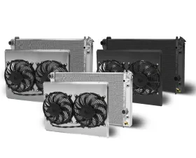 AFCO Aluminum Black Radiator & Shroud Dual Black Shroud Chevrolet Camaro w/ BBC & SBC 1982-1992