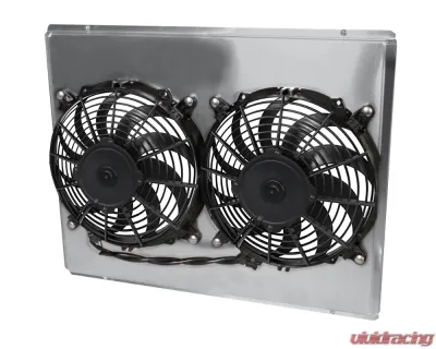 AFCO Aluminum Shroud Only Dual Satin Shroud w/ Trans Cooler Pontiac LeMans | Chevrolet Monte Carlo 1978-1987 - 80258-F-DS-Y