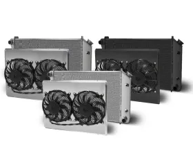 AFCO Aluminum Black Radiator & Shroud Dual Black Shroud Pontiac LeMans | Chevrolet Monte Carlo 1978-1987