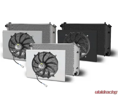 AFCO Aluminum Black Radiator & Shroud Single Black Shroud Pontiac LeMans | Chevrolet Monte Carlo 1978-1987 - 80258-B-SB-N