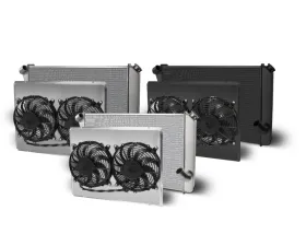 AFCO Aluminum Black Radiator & Shroud Dual Black Shroud Chevrolet Corvette w/ BB & SB 1973-1976