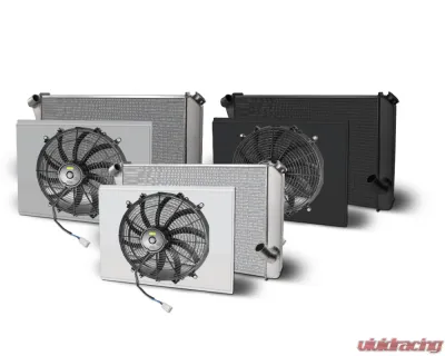 AFCO Aluminum Black Radiator & Shroud Single Black Shroud Chevrolet Corvette w/ BB & SB 1973-1976 - 80265-B-SB-N