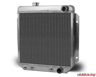 AFCO Aluminum Satin Radiator Passenger Outlet Ford Mustang 1964-1966 - 80276-S-NA-N