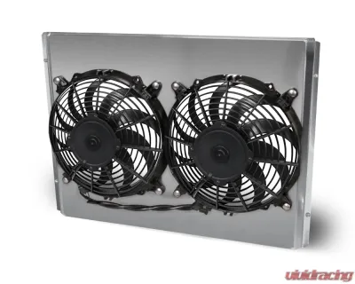 AFCO Aluminum Shroud Only Dual Satin Shroud w/ Trans Cooler Chevrolet Nova 1962-1967 - 80286-F-DS-Y