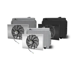 AFCO Aluminum Black Radiator & Shroud Single Black Shroud Downflow Chevrolet Nova 1962-1967