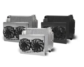 AFCO Aluminum Black Radiator & Shroud Dual Black Shroud Crossflow Chevrolet Nova 1962-1967